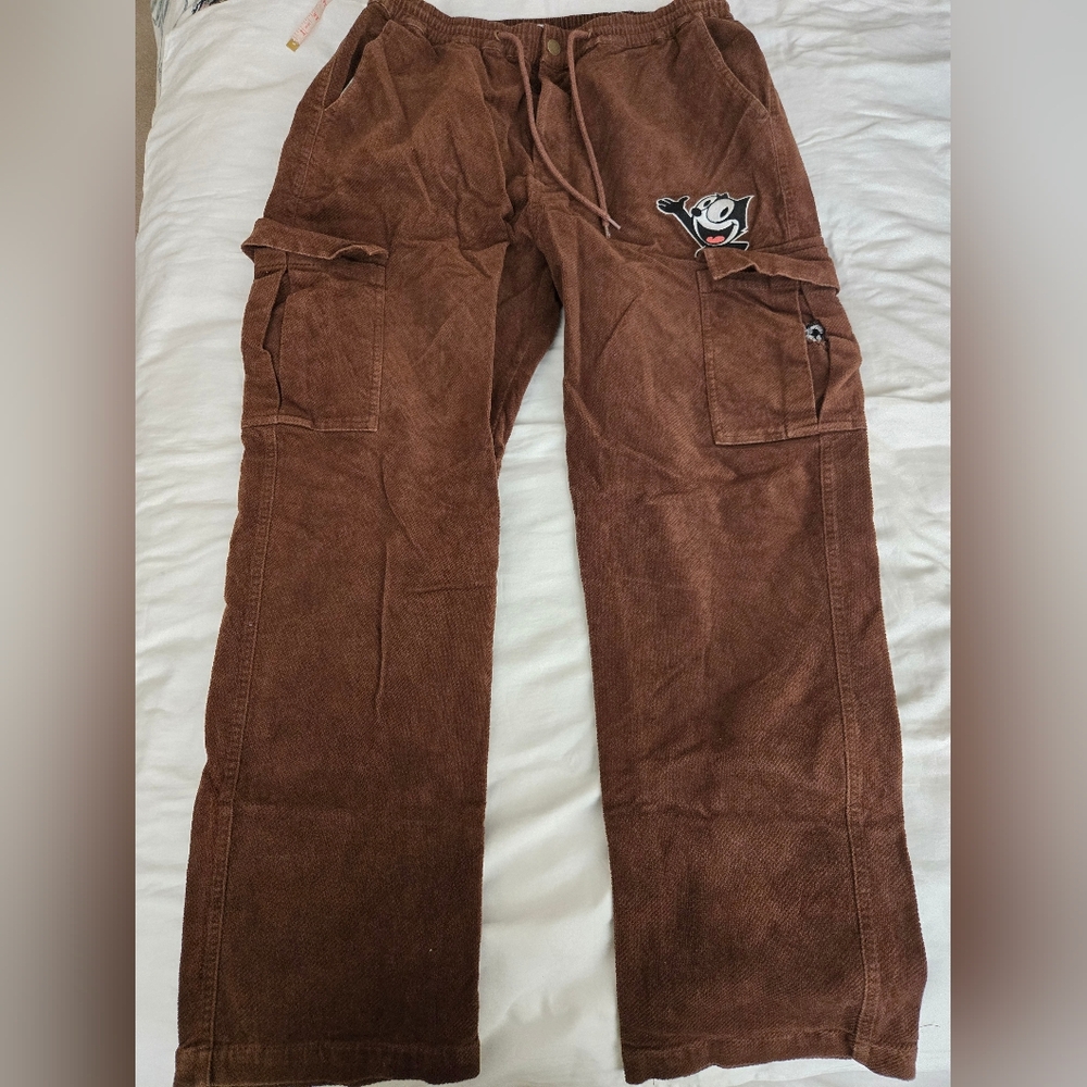 Universal Studios Felix The Cat Brown Corduroy Cargo Pants